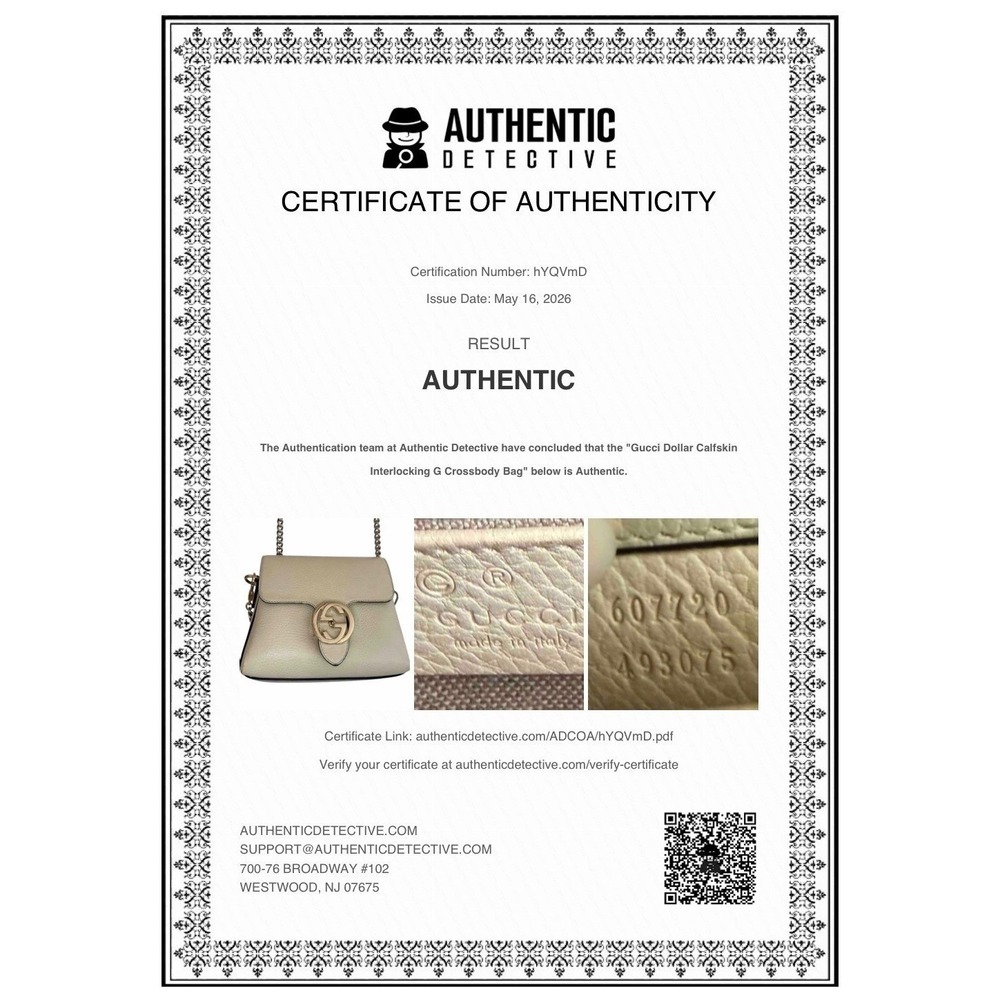 Gucci Interlocking G Dollar Calfskin Chain Crossbody Bag Cream White Dust Bag - Picture 14 of 14